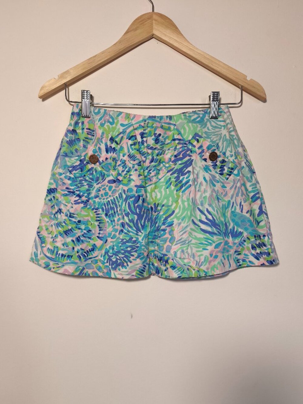 Lilly Pulitzer Madison Terry Knit Mini Skirt Shell Of A Party XXS Blue Purple